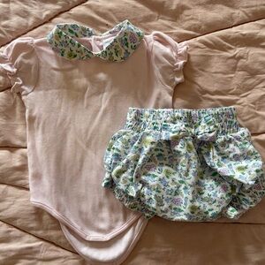 Maddie and Connor Floral Print Baby Bodysuit and Bloomers Set- 12mo
